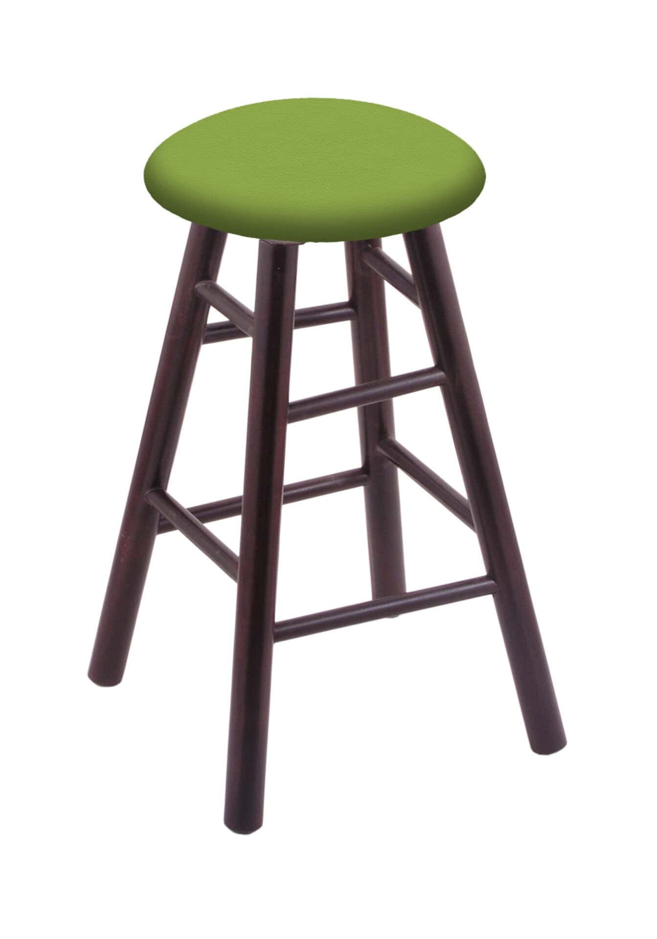 Maple 24-Inch Backless Counter Stool with Dark Cherry Finish, Smooth Leg, and Canter Kiwi Green Seat 1 Maple 24-Inch Backless Counter Stool with Dark Cherry Finish, Smooth Leg, and Canter Kiwi Green Seat
