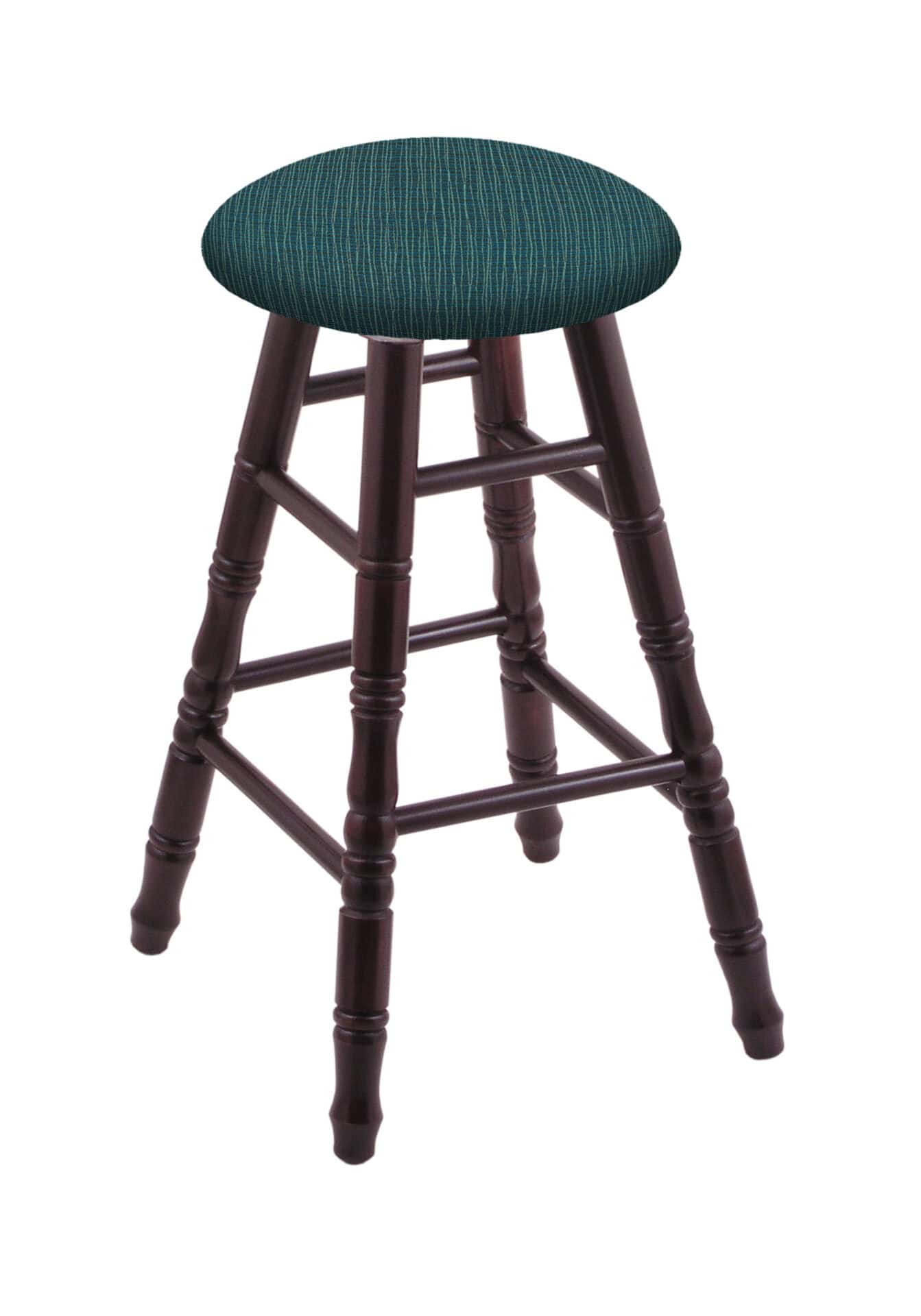 Maple 30-Inch Backless Bar Stool with Dark Cherry Finish, Turned Leg, and Graph Tidal Seat 1 Maple 30-Inch Backless Bar Stool with Dark Cherry Finish, Turned Leg, and Graph Tidal Seat