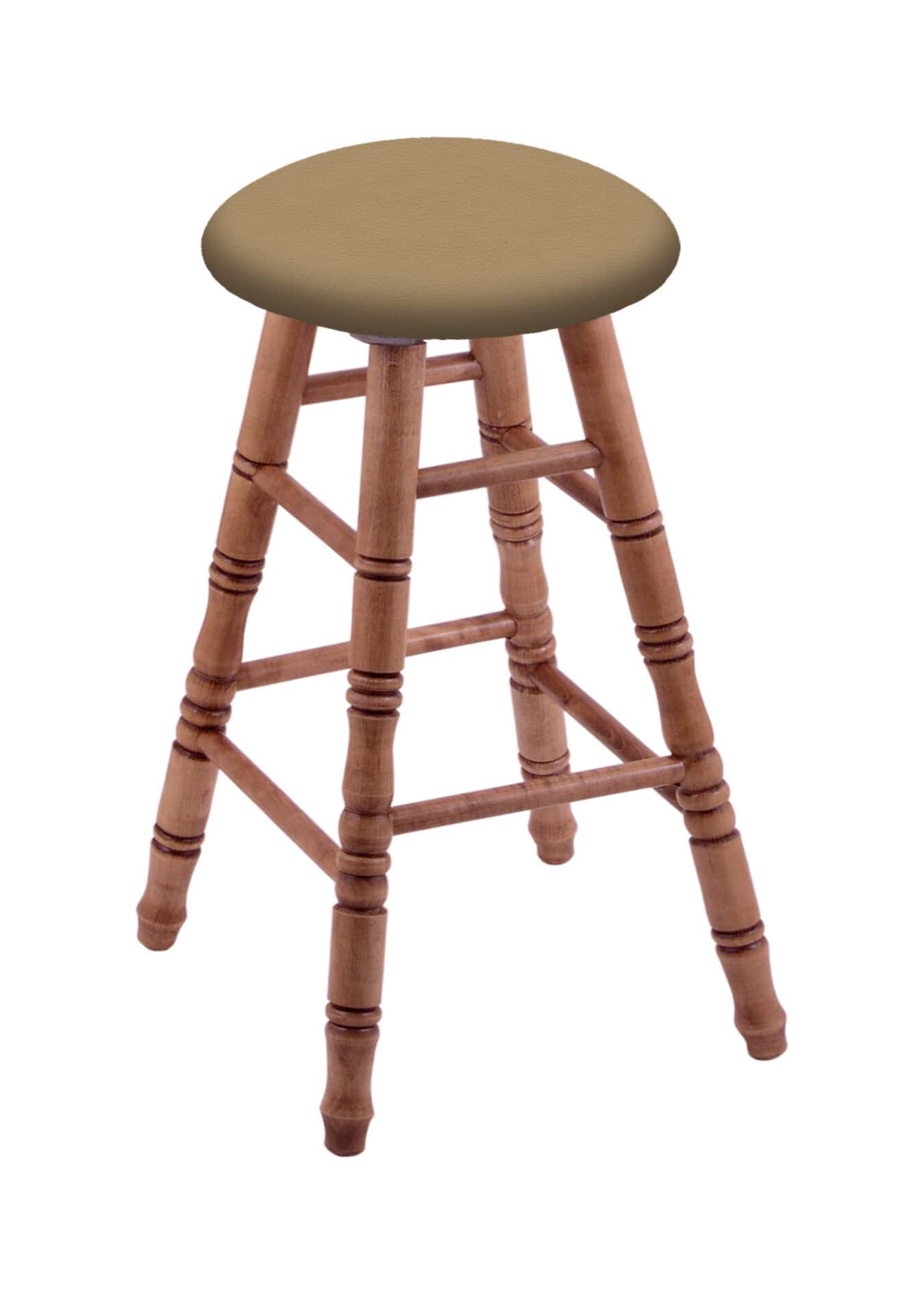 Maple 24-Inch Backless Counter Stool with Medium Finish, Turned Leg, and Canter Sand Seat 1 Maple 24-Inch Backless Counter Stool with Medium Finish, Turned Leg, and Canter Sand Seat