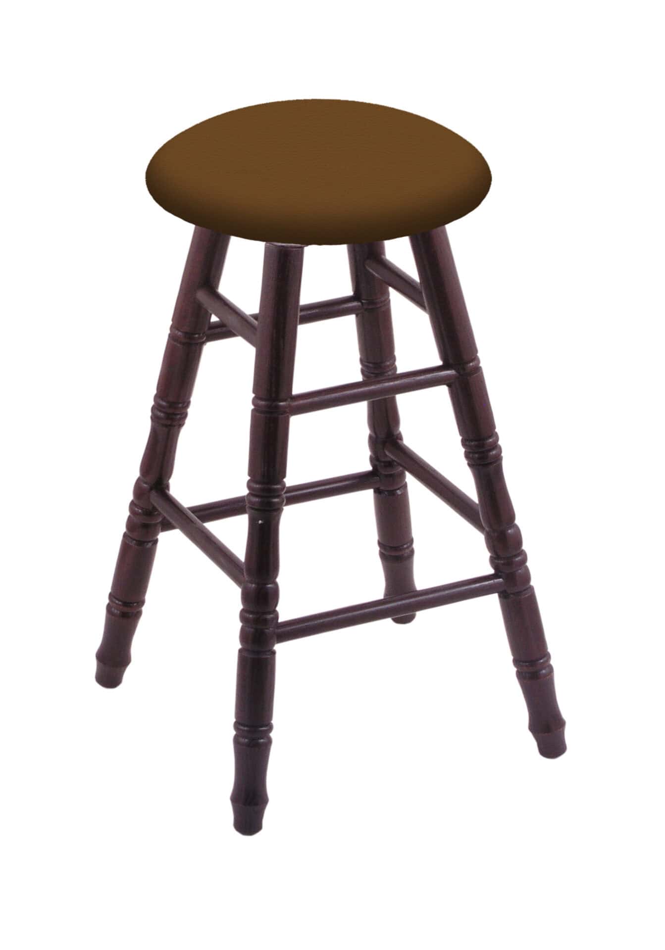 Oak 24-Inch Backless Counter Stool with Dark Cherry Finish, Turned Leg, and Canter Thatch Seat 1 Oak 24-Inch Backless Counter Stool with Dark Cherry Finish, Turned Leg, and Canter Thatch Seat