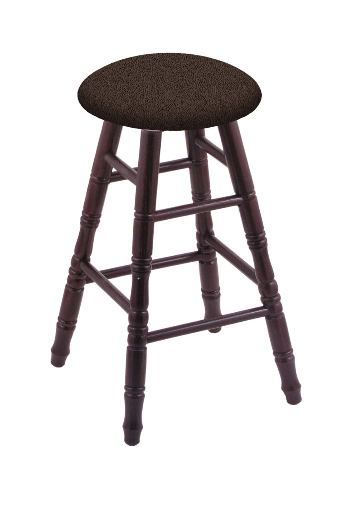 Oak 24-Inch Backless Counter Stool with Dark Cherry Finish, Turned Leg, and Rein Coffee Seat 1 Oak 24-Inch Backless Counter Stool with Dark Cherry Finish, Turned Leg, and Rein Coffee Seat