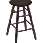 Oak 24-Inch Backless Counter Stool with Dark Cherry Finish, Turned Leg, and Rein Coffee Seat 4 Oak 24-Inch Backless Counter Stool with Dark Cherry Finish, Turned Leg, and Rein Coffee Seat
