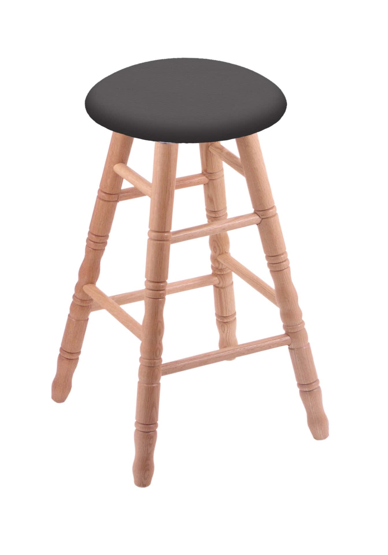 Oak 24-Inch Backless Counter Stool with Natural Finish, Turned Leg, and Canter Storm Seat 1 Oak 24-Inch Backless Counter Stool with Natural Finish, Turned Leg, and Canter Storm Seat