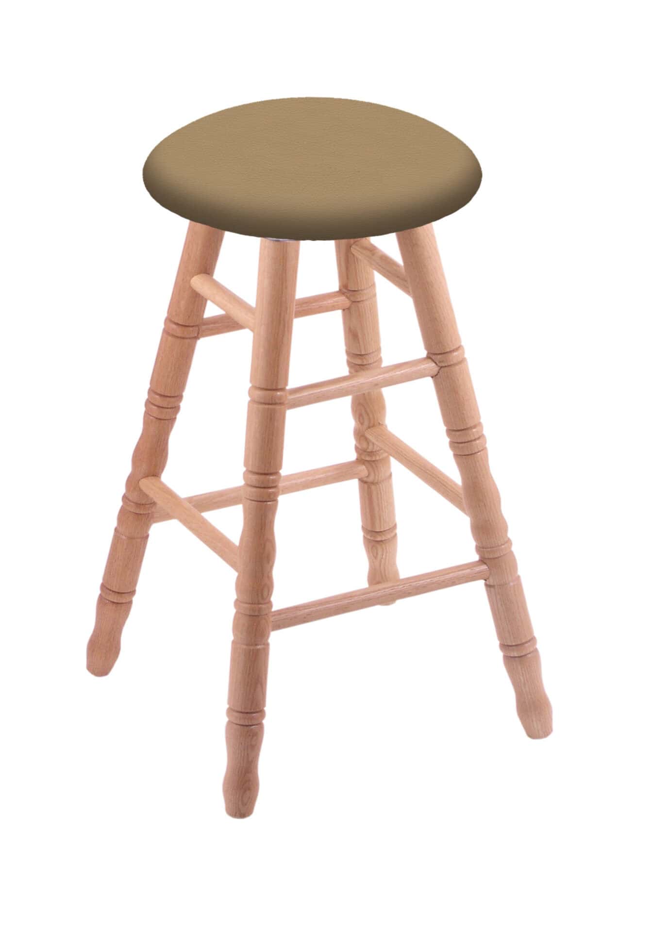 Oak 24-Inch Backless Counter Stool with Natural Finish, Turned Leg, and Canter Sand Seat 1 Oak 24-Inch Backless Counter Stool with Natural Finish, Turned Leg, and Canter Sand Seat