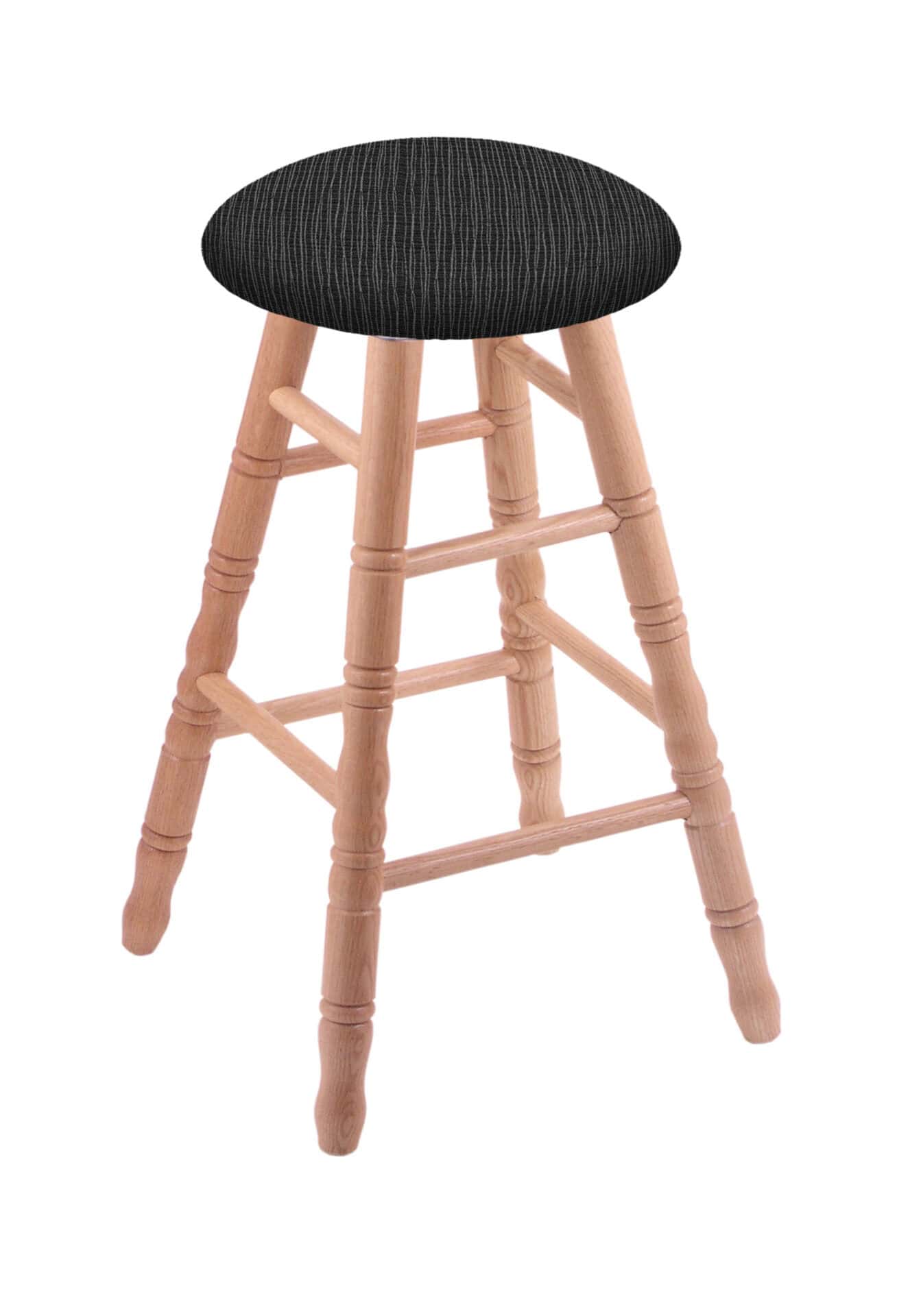 Oak 24-Inch Backless Counter Stool with Natural Finish, Turned Leg, and Graph Coal Seat 1 Oak 24-Inch Backless Counter Stool with Natural Finish, Turned Leg, and Graph Coal Seat