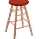 Oak 24-Inch Backless Counter Stool with Natural Finish, Turned Leg, and Graph Poppy Seat 4 Oak 24-Inch Backless Counter Stool with Natural Finish, Turned Leg, and Graph Poppy Seat