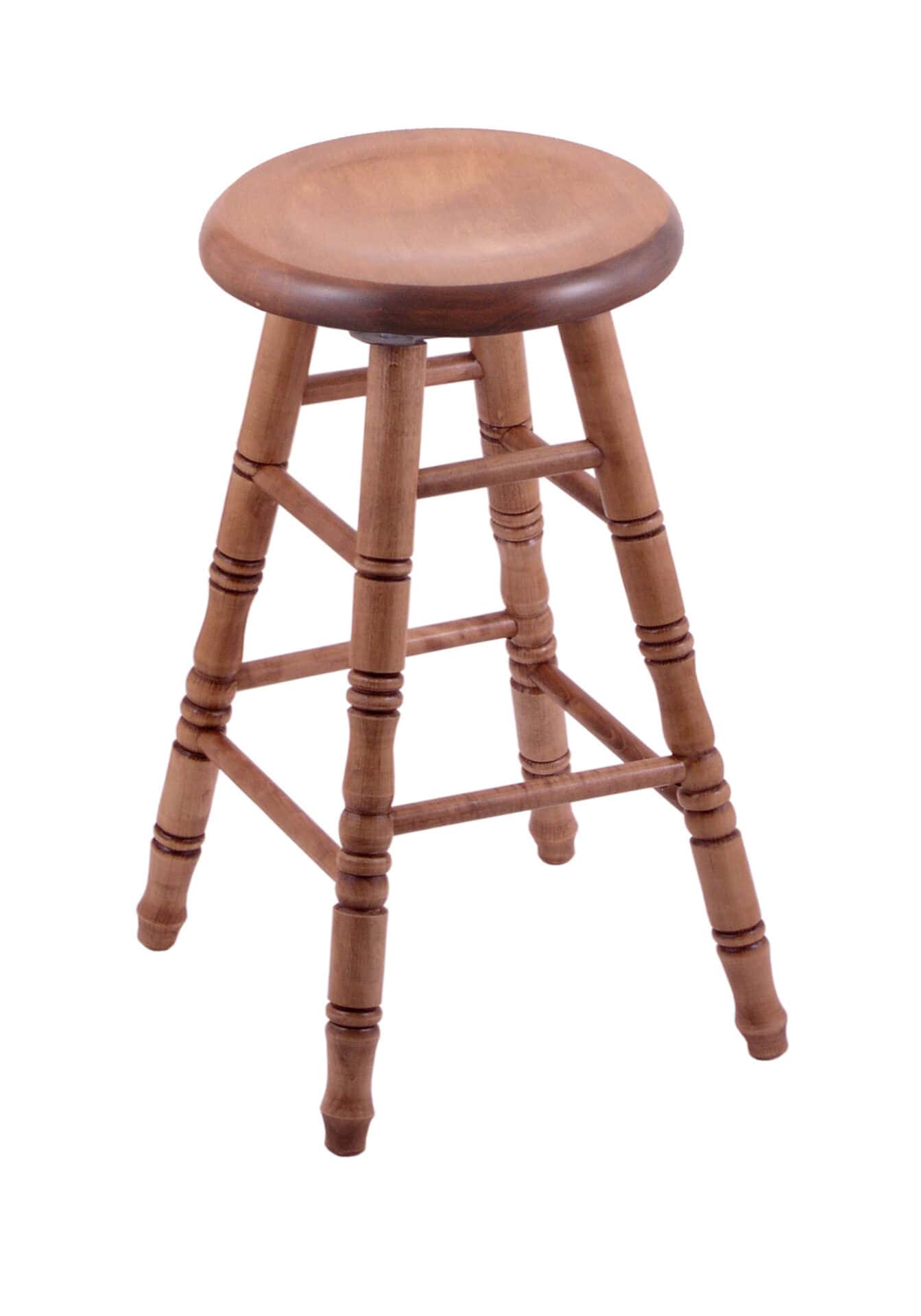 Maple 24-Inch Backless Counter Stool with Medium Finish, Turned Leg, and Saddle Dish Seat 1 Maple 24-Inch Backless Counter Stool with Medium Finish, Turned Leg, and Saddle Dish Seat
