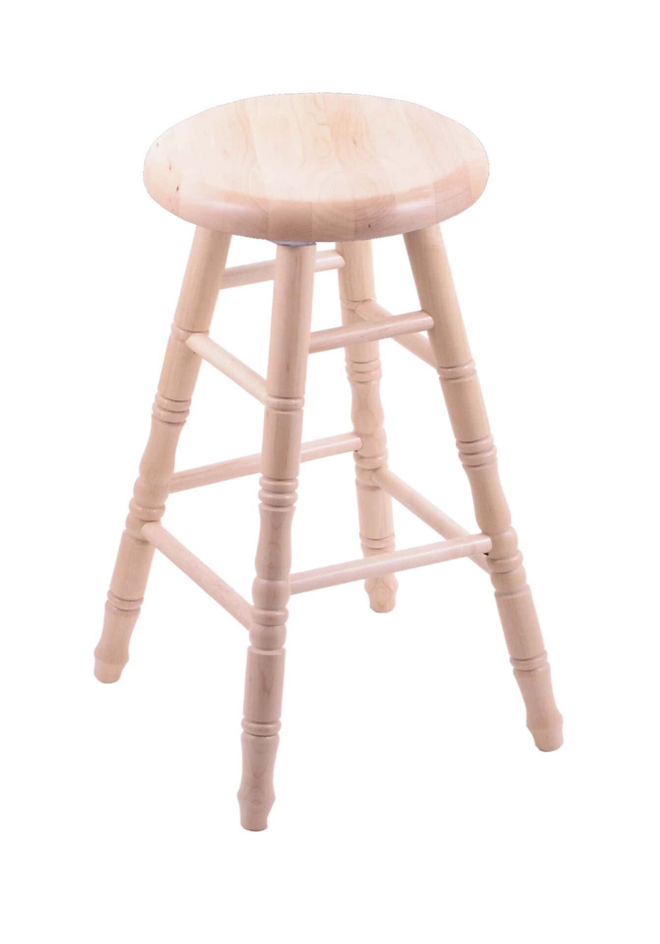 Maple 24-Inch Backless Counter Stool with Natural Finish, Turned Leg, and Saddle Dish Seat 1 Maple 24-Inch Backless Counter Stool with Natural Finish, Turned Leg, and Saddle Dish Seat