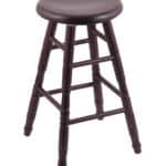 Oak 24-Inch Backless Counter Stool with Dark Cherry Finish, Turned Leg, and Saddle Dish Seat 3 Oak 24-Inch Backless Counter Stool with Dark Cherry Finish, Turned Leg, and Saddle Dish Seat