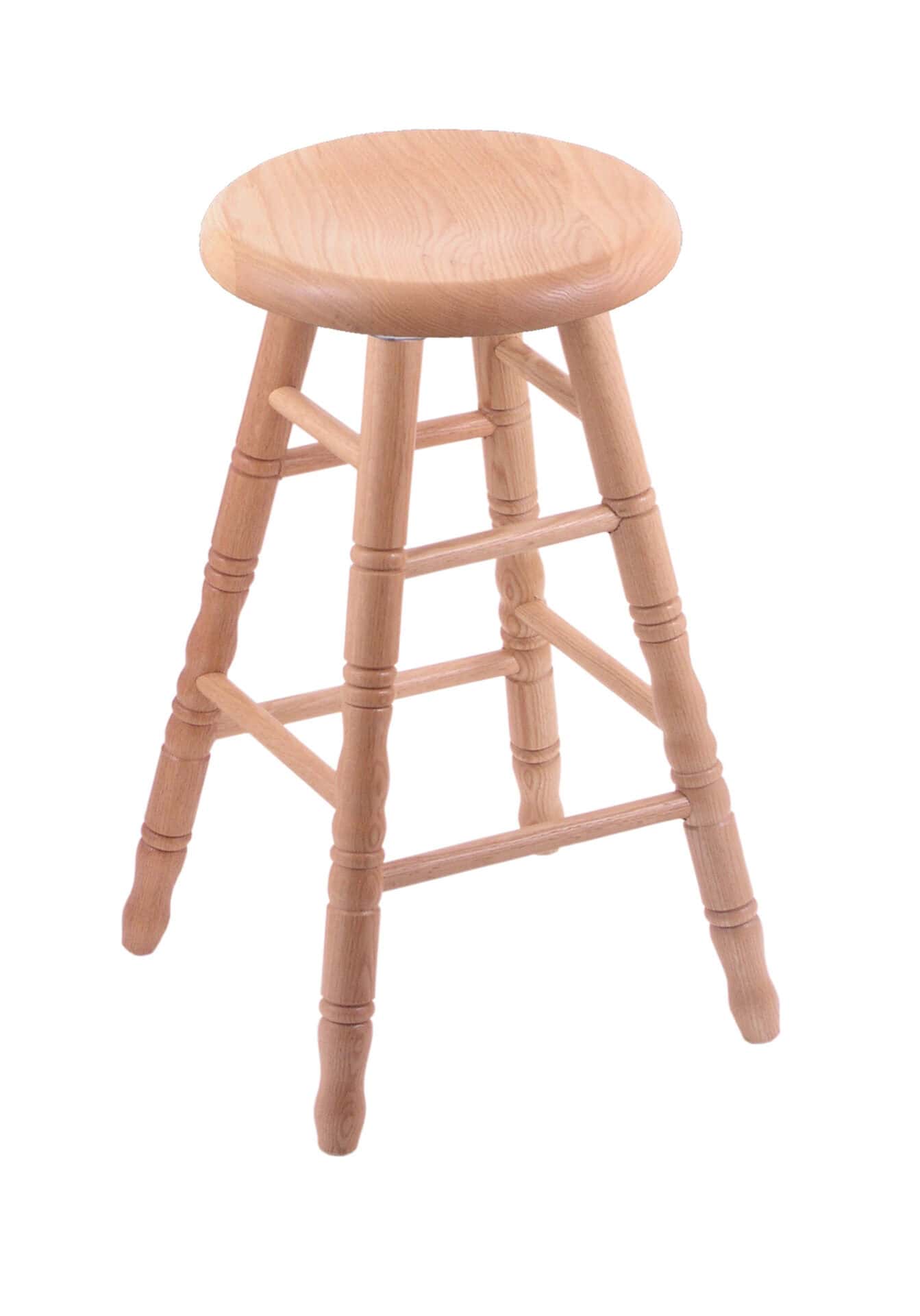 Oak 24-Inch Backless Counter Stool with Natural Finish, Turned Leg, and Saddle Dish Seat 1 Oak 24-Inch Backless Counter Stool with Natural Finish, Turned Leg, and Saddle Dish Seat