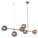 Gold-Plated Ceiling Lamp with Smoked Glass Shades 26 Gold-Plated Ceiling Lamp with Smoked Glass Shades