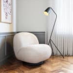 Modern Shearling Style Accent Chair with Steel Legs, Cream