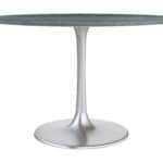 Round Marble Dining Table with Steel Base, Seats 4