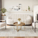 Modern Brass Coffee Table with Round Top and Steel Frame
