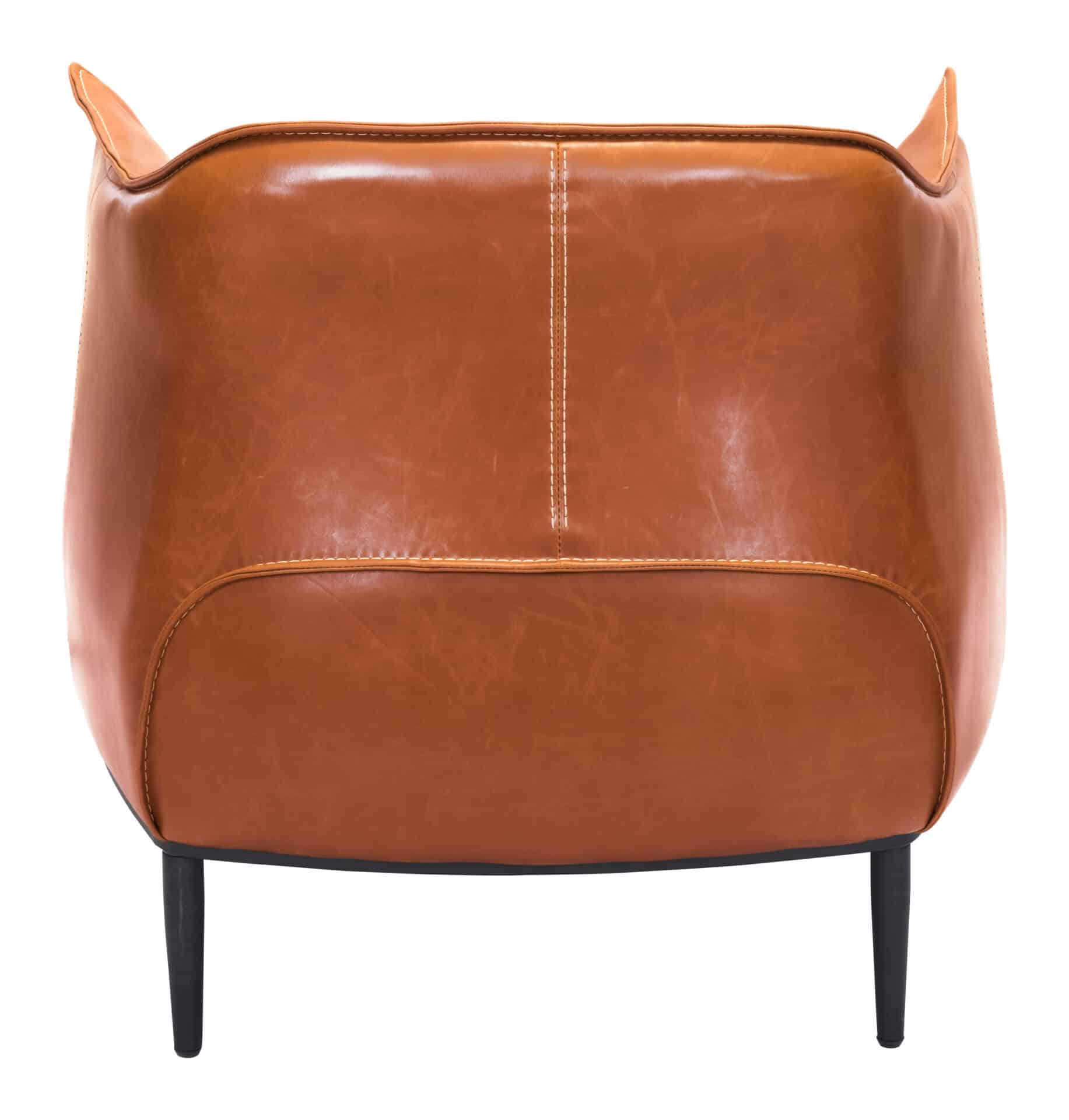 Coffee Brown Faux Leather Accent Chair with Wood and Steel Legs 8 Coffee Brown Faux Leather Accent Chair with Wood and Steel Legs - Image 8