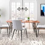 Ergonomic Tufted Dining Chair with Faux Leather and Steel Legs (Set of 2)