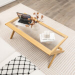 Z Shaped Bamboo Coffee Table with Tempered Glass Top 10 Z Shaped Bamboo Coffee Table with Tempered Glass Top