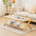 Z Shaped Bamboo Coffee Table with Tempered Glass Top 8 Z Shaped Bamboo Coffee Table with Tempered Glass Top