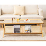 Z Shaped Bamboo Coffee Table with Tempered Glass Top 9 Z Shaped Bamboo Coffee Table with Tempered Glass Top