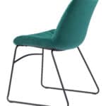 Velvet Tufted Dining Chair with Steel Frame in Green (Set of 2)