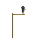 Brass Metal Offset Floor Lamp with Drum Linen Shade