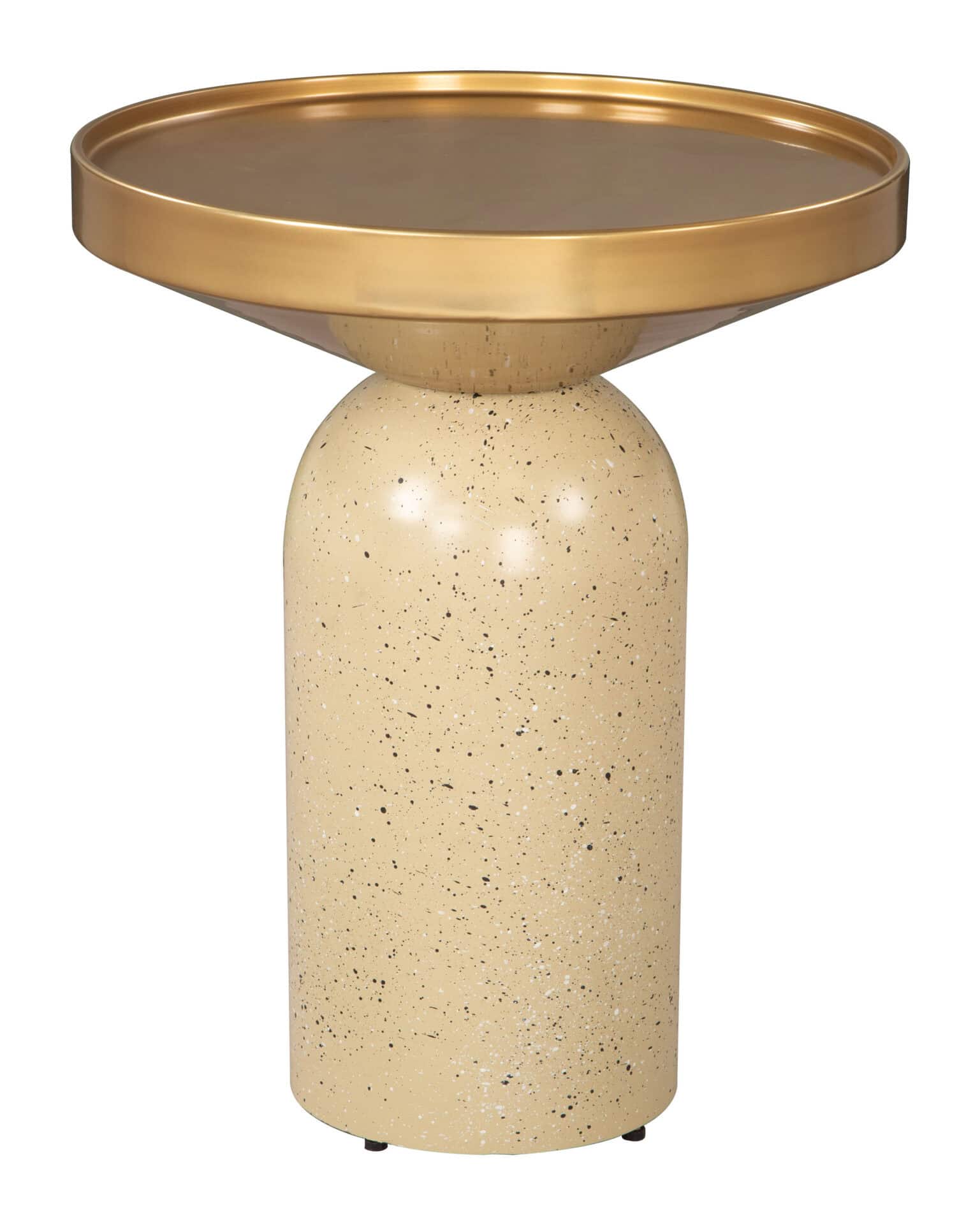 Gold & Beige Round Iron Side Table with Modern Boho Design 1 Gold & Beige Round Iron Side Table with Modern Boho Design