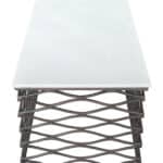 Rectangular Marble Coffee Table with Steel Frame, White & Bronze