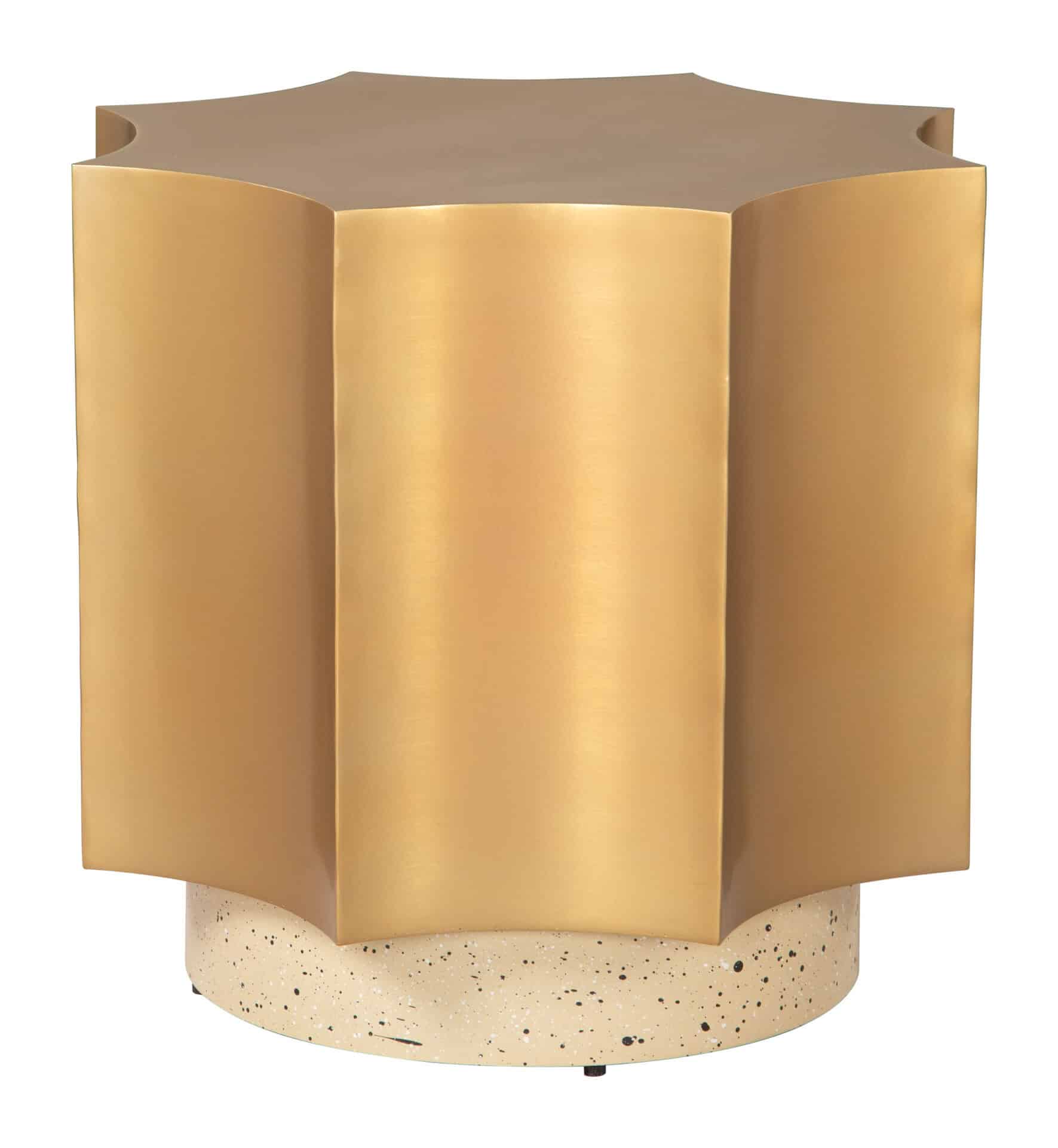 Gold & Beige Modern Iron Side Table with Rubber Feet 1 Gold & Beige Modern Iron Side Table with Rubber Feet