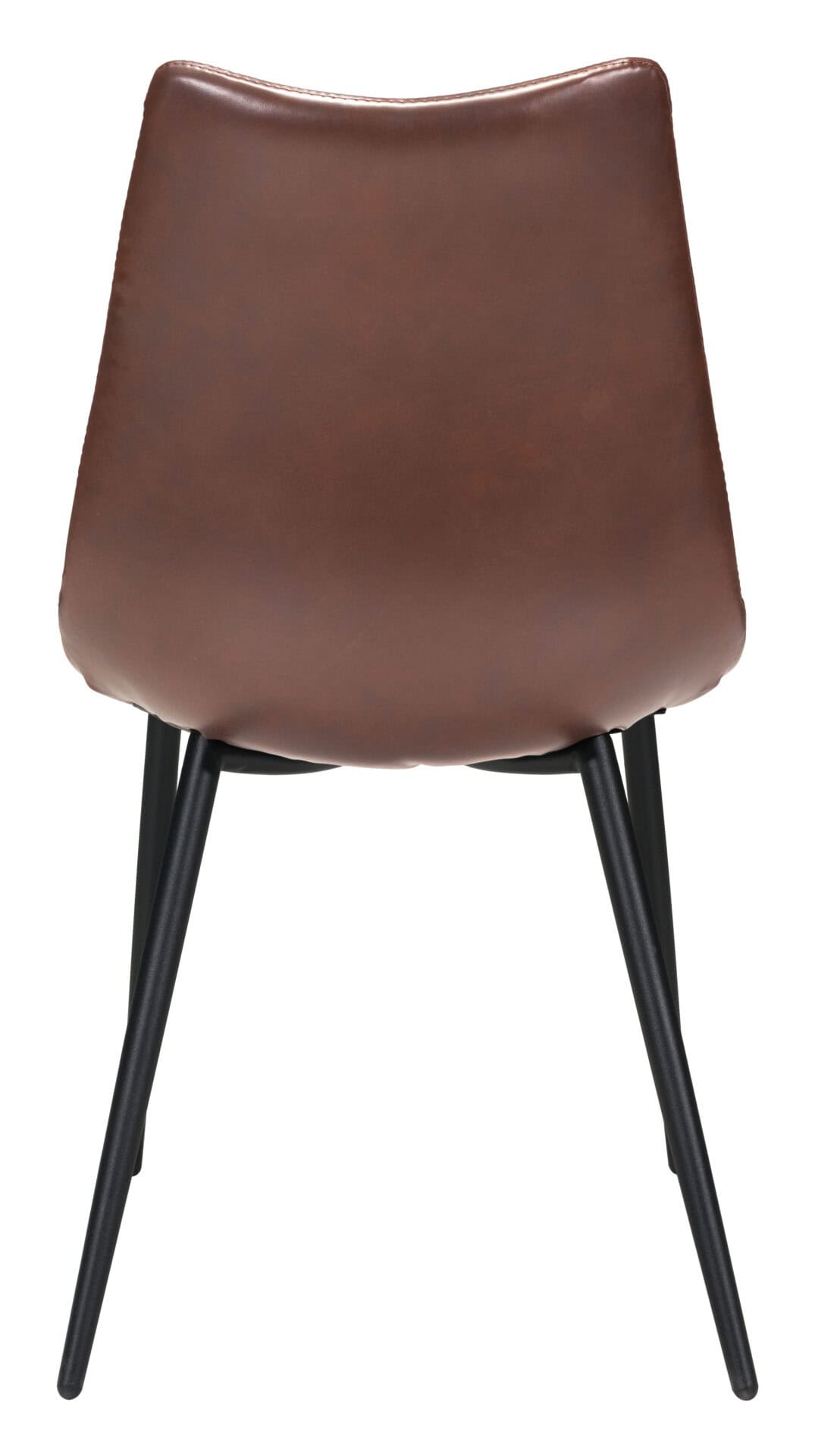 Brown Faux Leather Scoop Dining Chair with Tufted Seat (Set of 2) 6 Brown Faux Leather Scoop Dining Chair with Tufted Seat (Set of 2) - Image 6