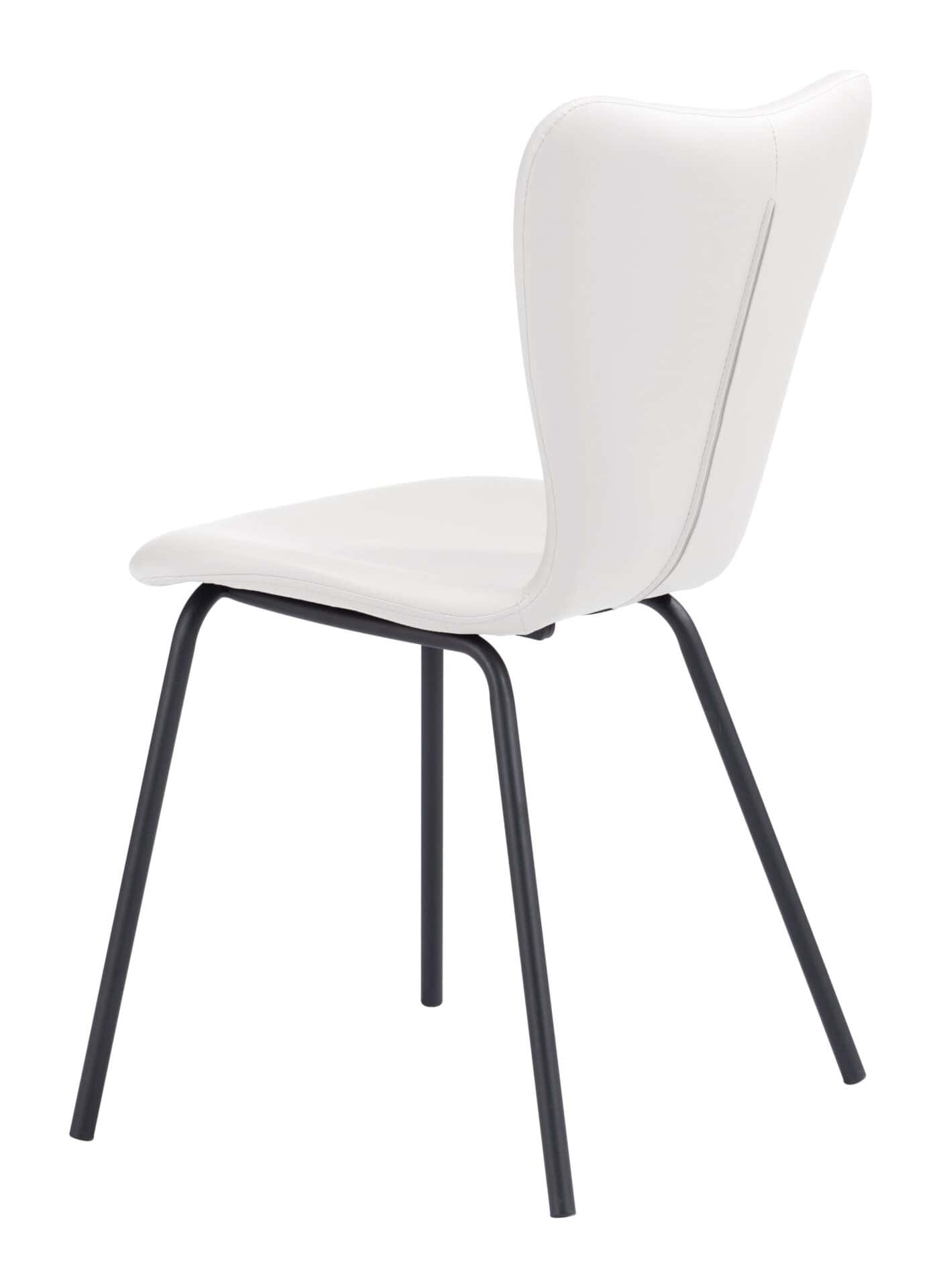 White Mid-Century Modern Faux Leather Dining Chair (Set of 2) 7 White Mid-Century Modern Faux Leather Dining Chair (Set of 2) - Image 7