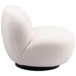 Modern Shearling Style Accent Chair with Steel Legs, Cream