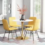 White & Gold Round Pedestal Dining Table for Kitchen or Bar 10 White & Gold Round Pedestal Dining Table for Kitchen or Bar