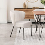 Cream Shearling Style Mid-Century Modern Stackable Dining Chair (Set of 2) 11 Cream Shearling Style Mid-Century Modern Stackable Dining Chair (Set of 2)