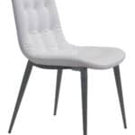 Ergonomic Tufted Dining Chair with Faux Leather and Steel Legs (Set of 2)